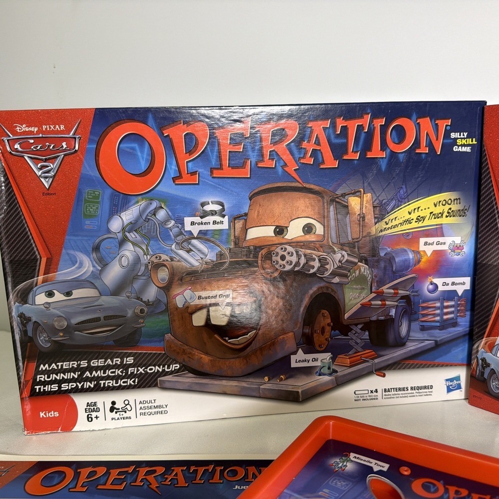 Disney Pixar Hasbro Operation Silly Skill Game Cars 2 Edition Tow Truck Mater - Picture 2 of 15